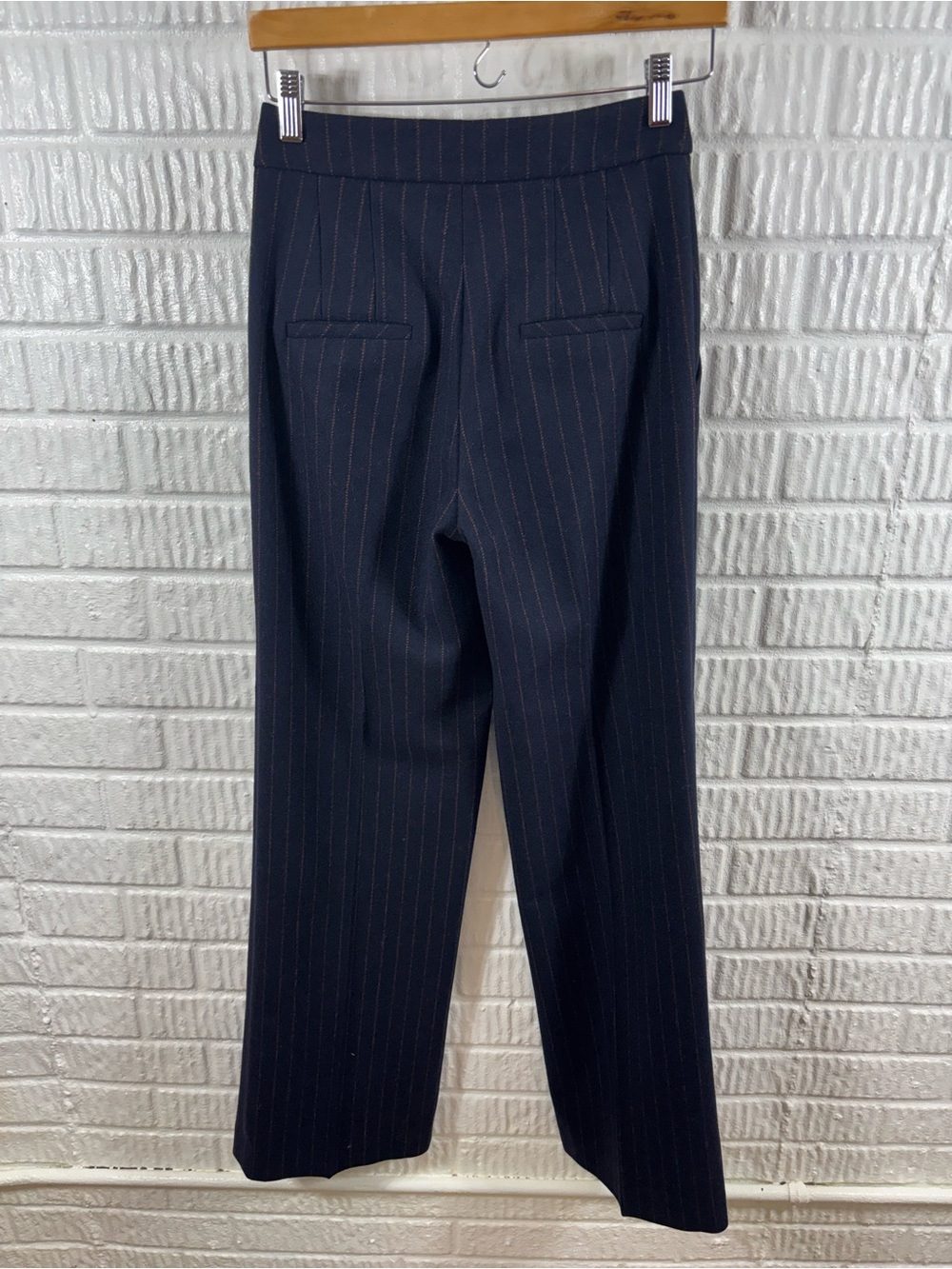 Veronica Beard Tonelli Pinstripe Wool Blend Pants Navy Size 2 - Picture 3 of 5